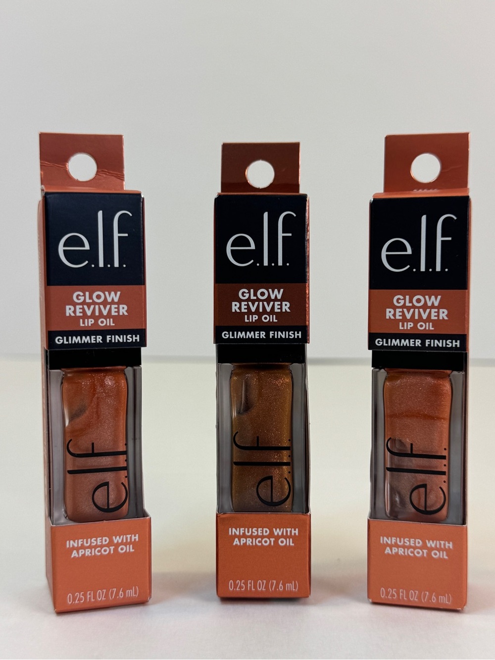 LOT OF 3 e.l.f. Glow Reviver Lip Oil GLIMMER 1 Chocoluxe & 2 Super-Neutral